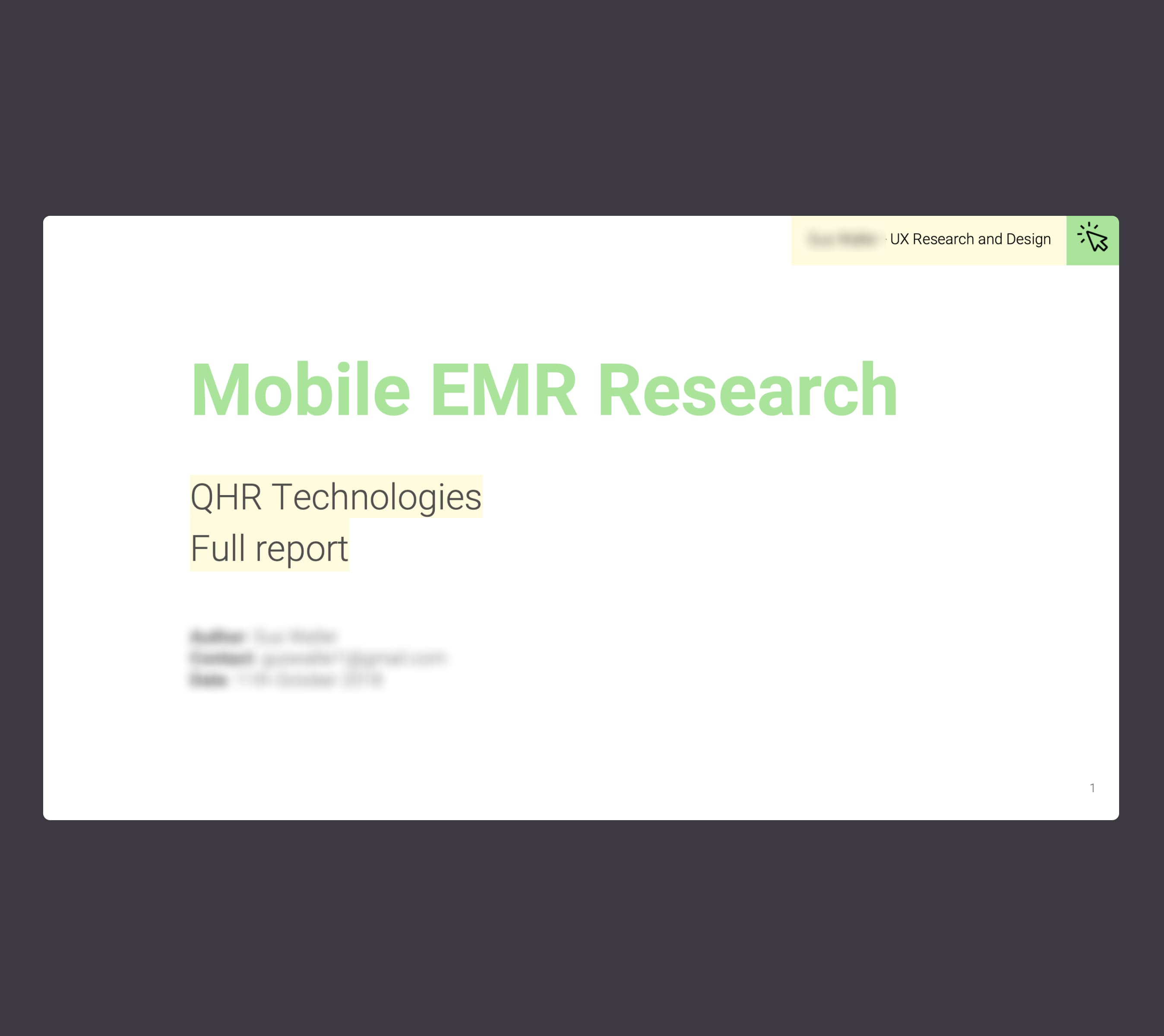 User research report 01