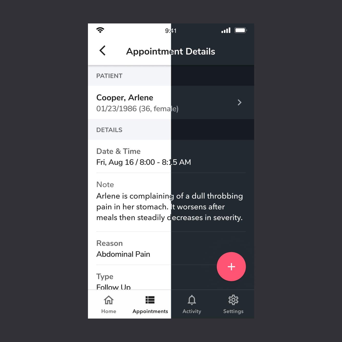 Light and dark theme comparison